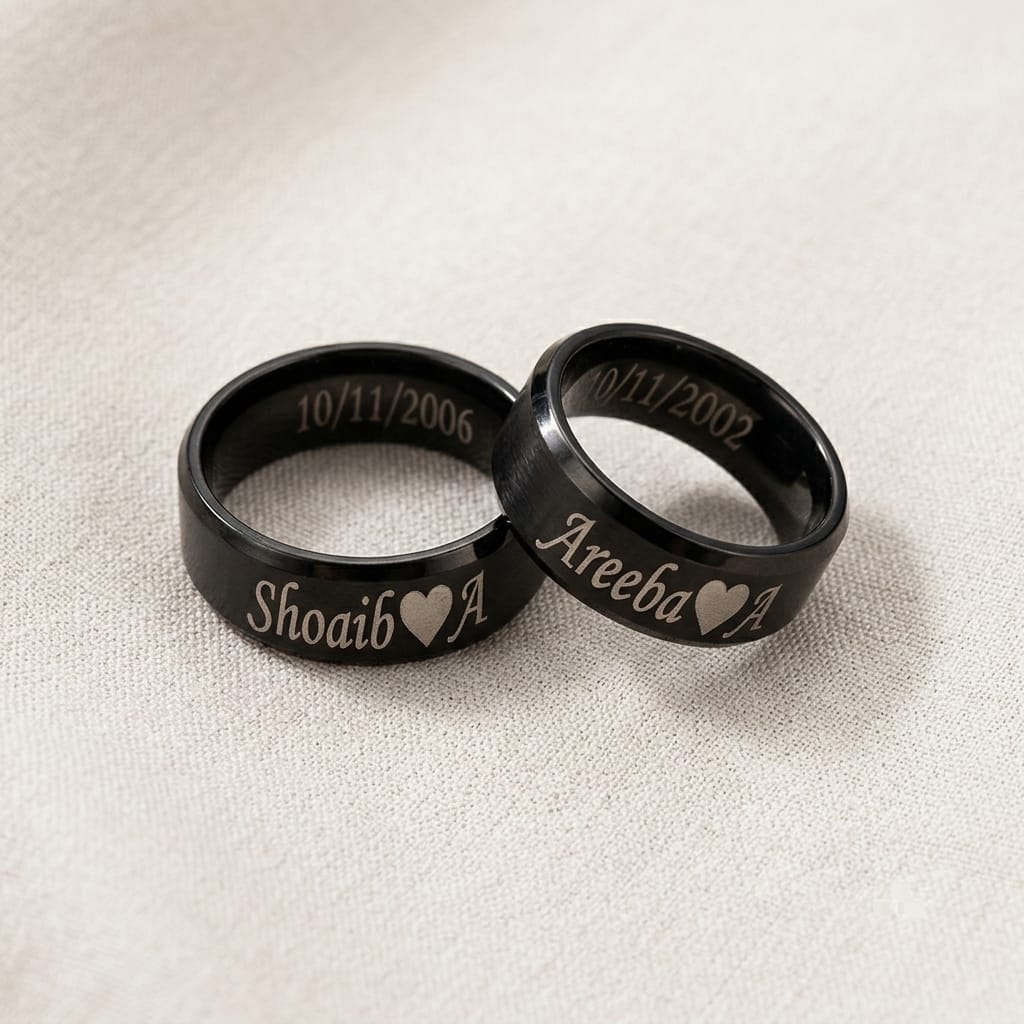 Personalized Name Engraved Rings - Golden & Steel Colors