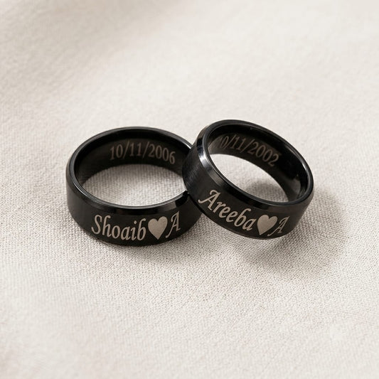 Personalized Name Engraved Rings - Golden & Steel Colors